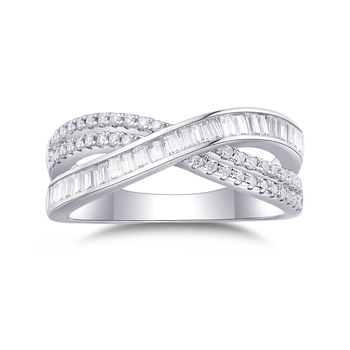 Carissie Twisted Baguette And Pave Crossover Band