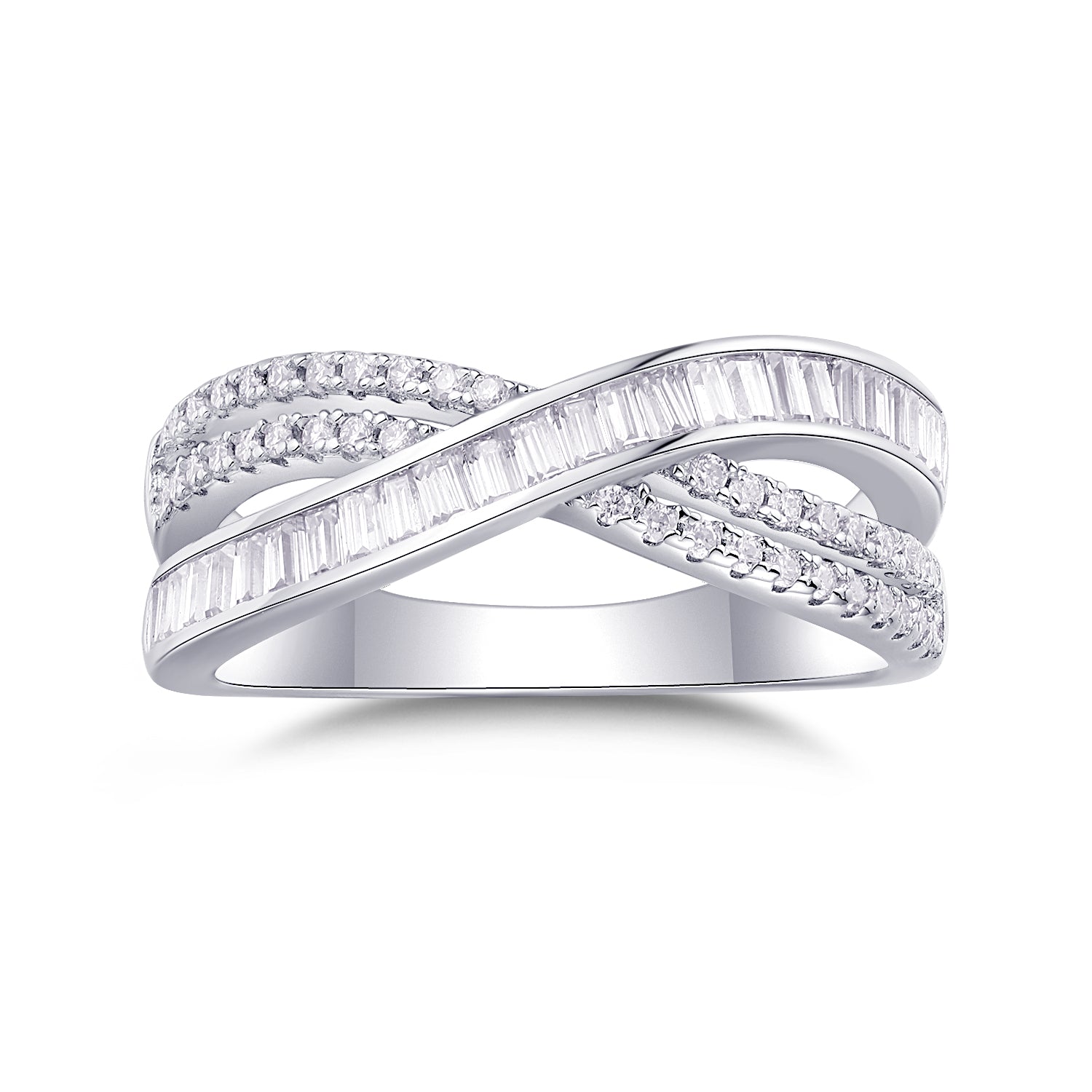 Carissie Twisted Baguette And Pave Crossover Band