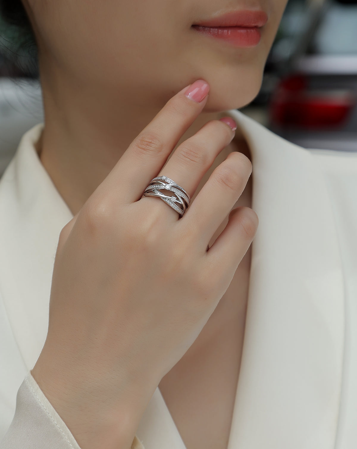 Carissie Classic Twist Multi-Band Cluster Cocktail Ring