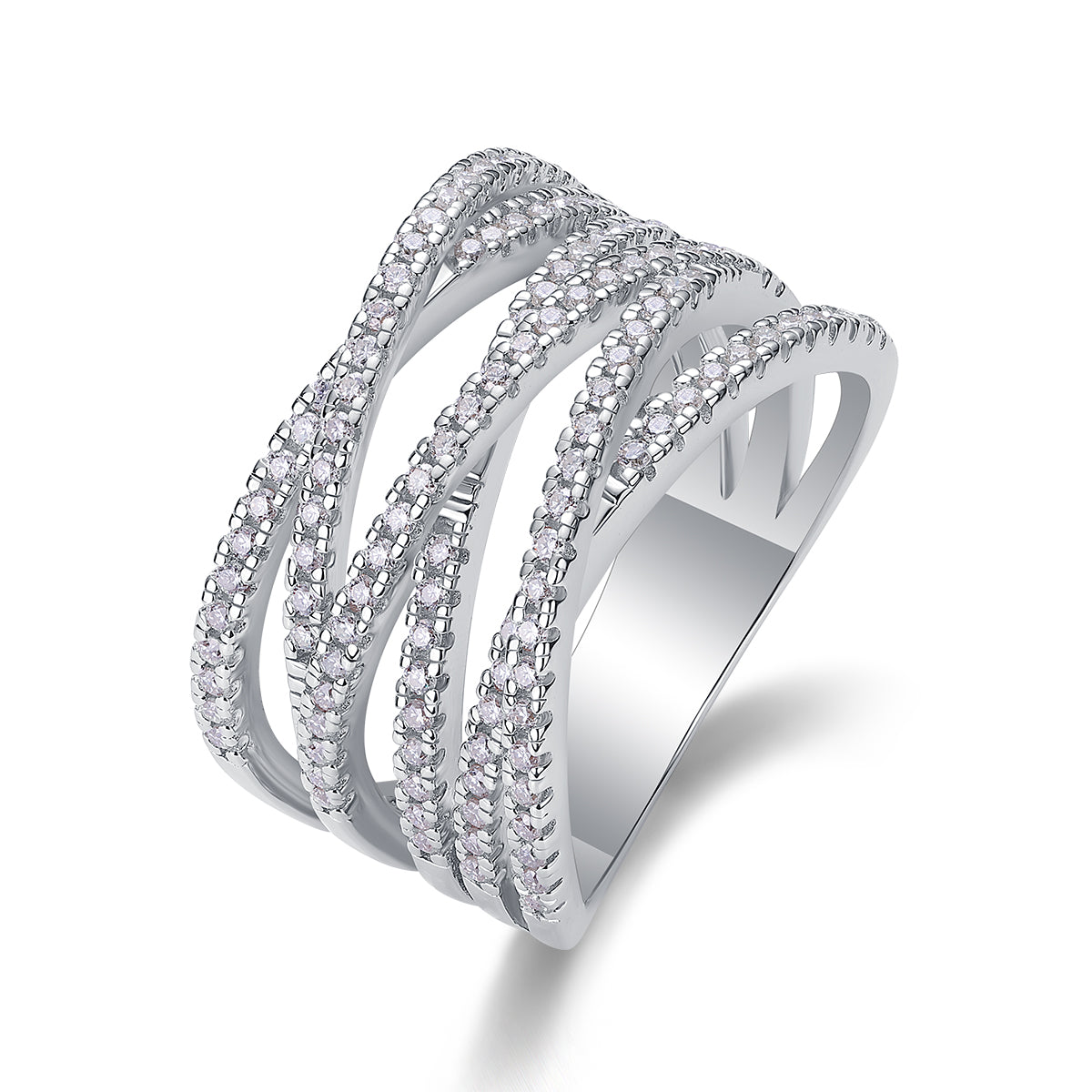 Carissie Vintage Twisted Multi-Row Pave Cocktail Ring