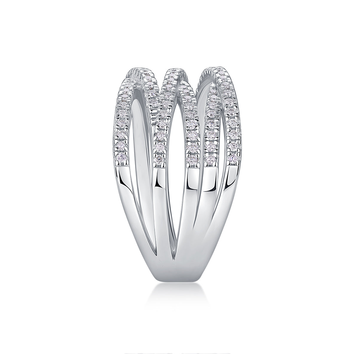Carissie Vintage Twisted Multi-Row Pave Cocktail Ring