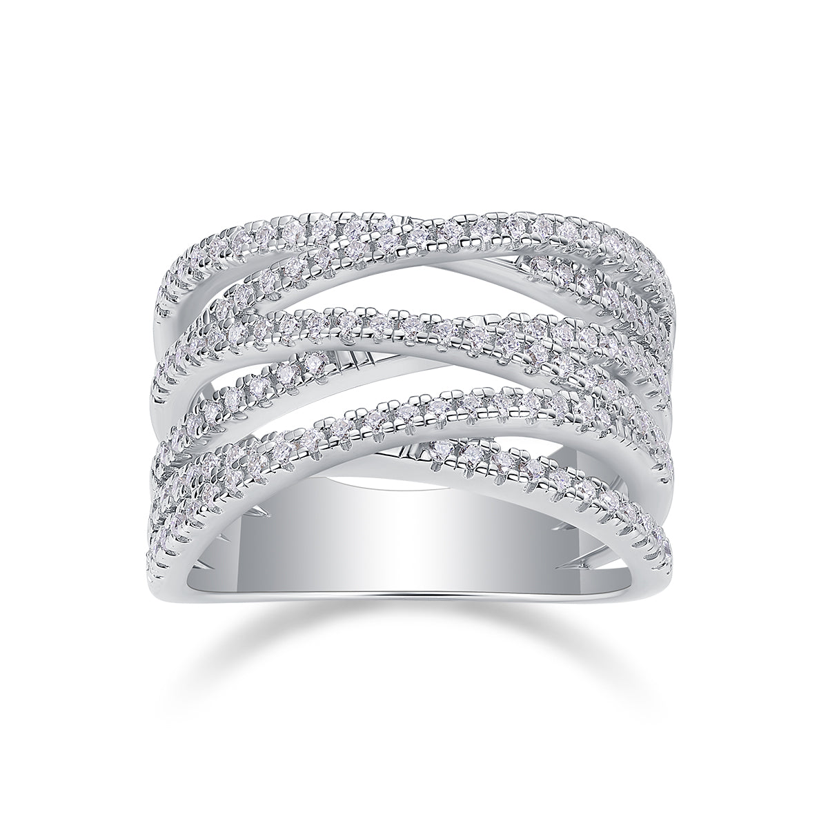 Carissie Vintage Twisted Multi-Row Pave Cocktail Ring