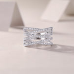 Carissie Vintage Twisted Multi-Row Pave Cocktail Ring