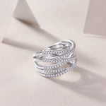 Carissie Vintage Twisted Multi-Row Pave Cocktail Ring