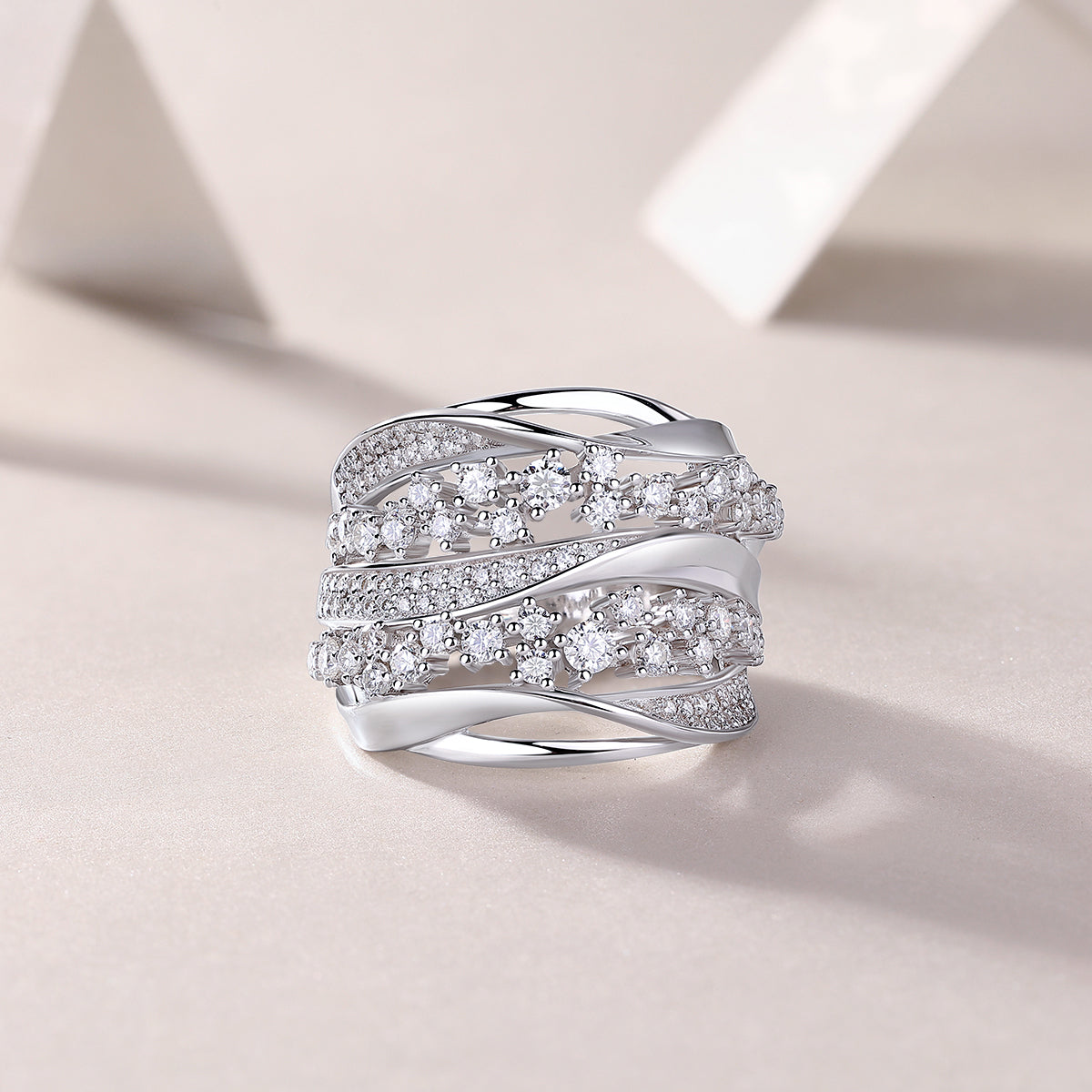 Carissie Vintage Cluster Crossover Multi-Band Statement Ring