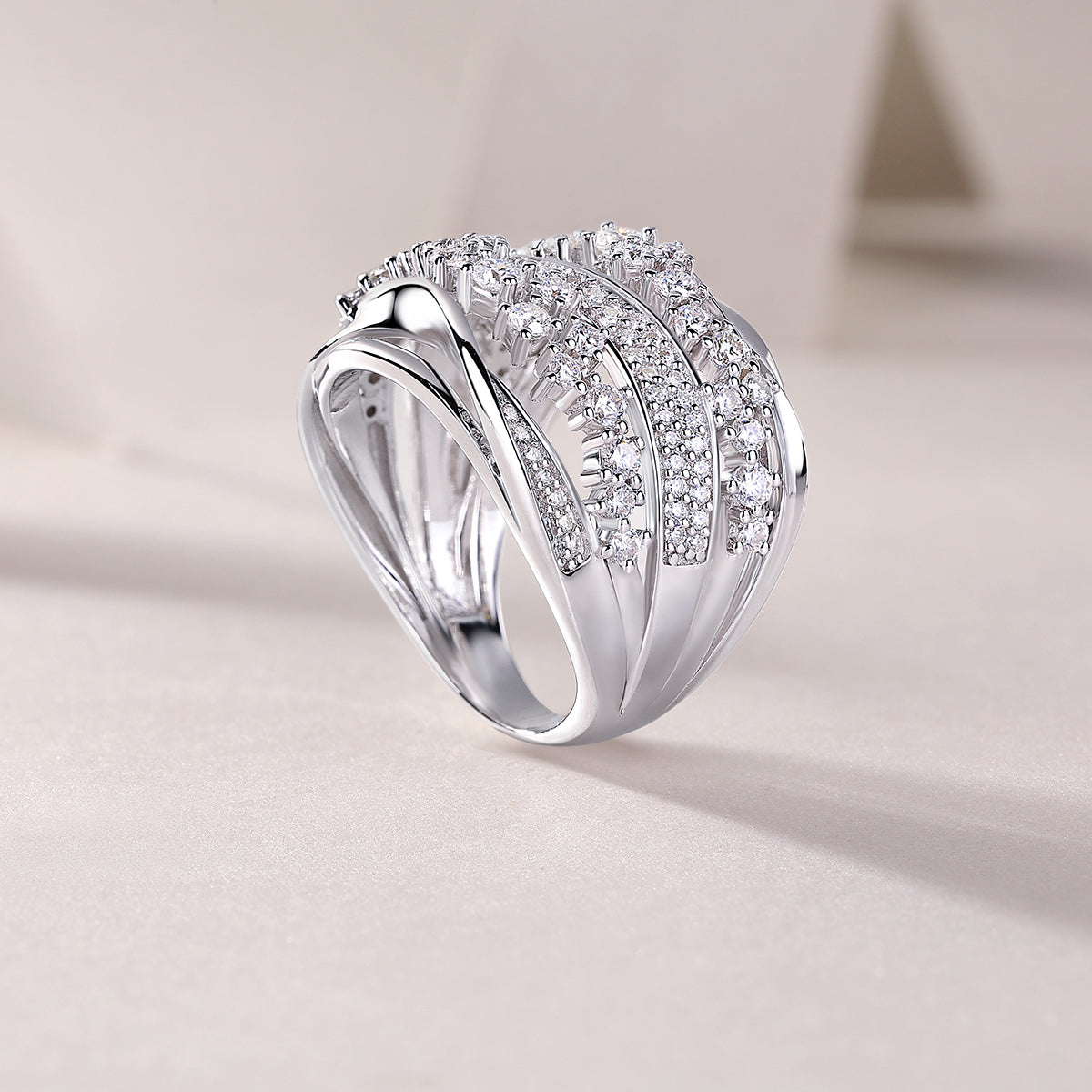 Carissie Vintage Cluster Crossover Multi-Band Statement Ring
