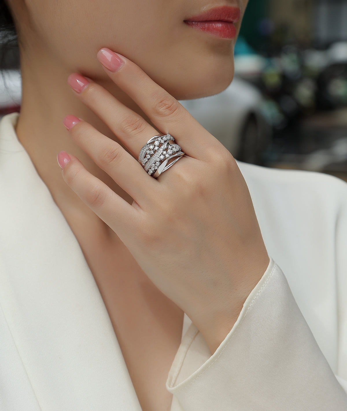 Carissie Vintage Cluster Crossover Multi-Band Statement Ring