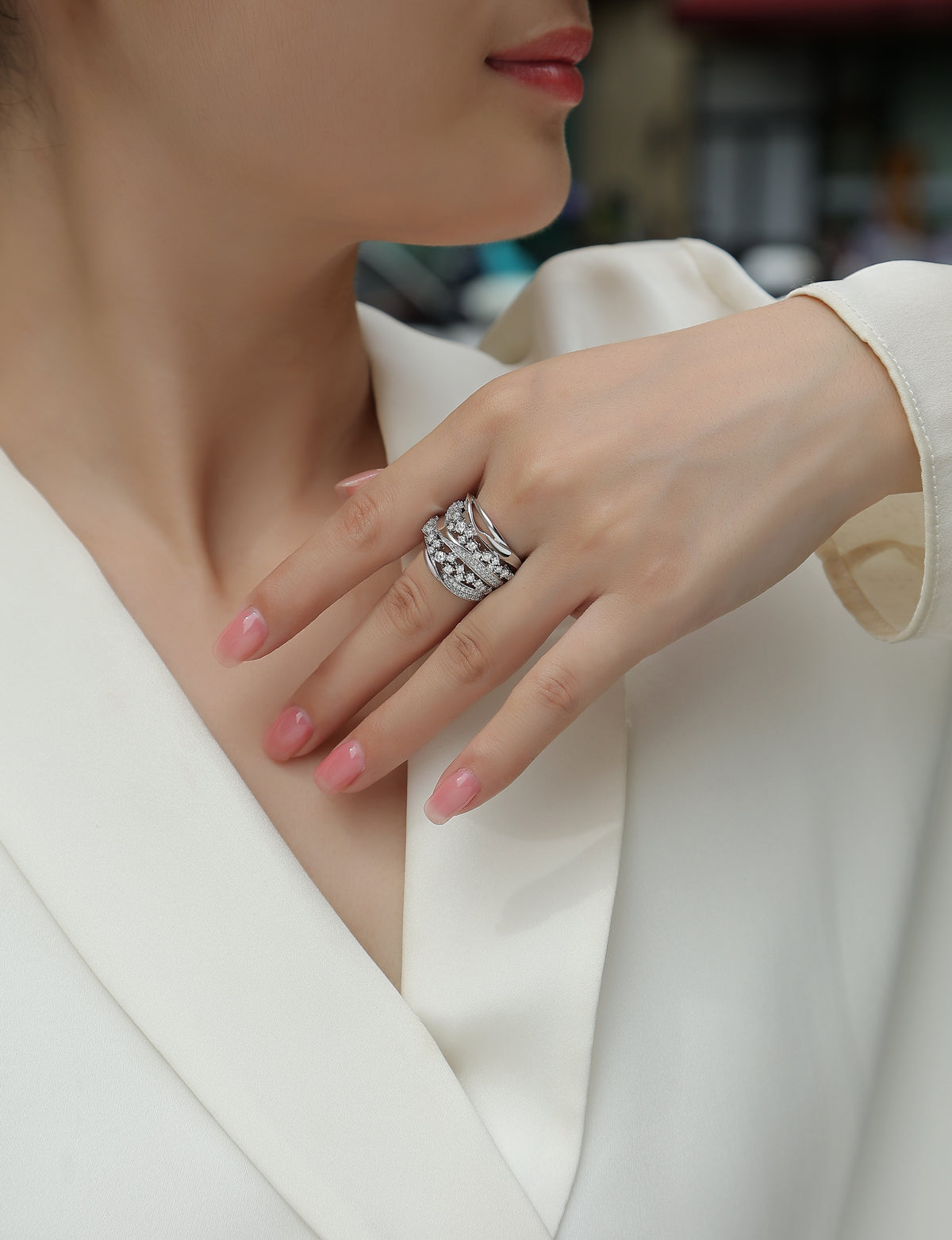 Carissie Vintage Cluster Crossover Multi-Band Statement Ring