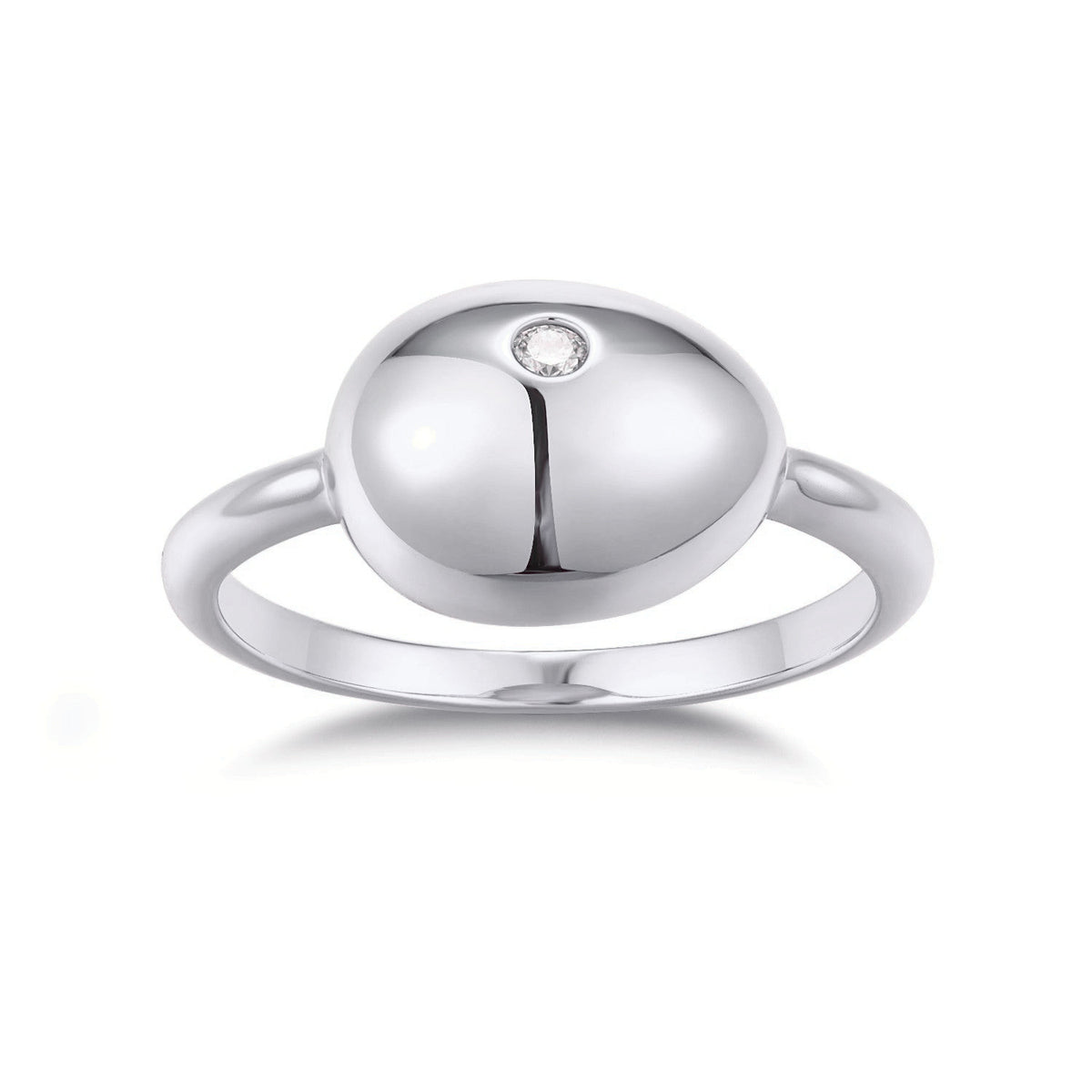 Mina Moissanite Pebble Dome Ring in 18K white gold plating, front view
