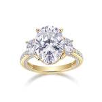 Natalie Oval Moissanite Three Stone Engagement Ring in 18K yellow gold plating, front view