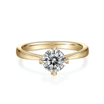 Nia Round Moissanite Solitaire Engagement Ring in 18K yellow gold plating, front view