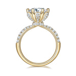 Nicola Round Moissanite Lotus Pavé Engagement Ring in 18K yellow gold plating, front view