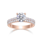 Nicole Round Moissanite Pavé Engagement Ring in 18K rose gold plating, front view