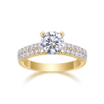 Nicole Round Moissanite Pavé Engagement Ring in 18K yellow gold plating, front view