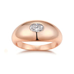Nina Oval Moissanite East-West Dome Ring in 18K rose gold plating, front view