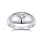 Nina Oval Moissanite East-West Dome Ring in 18K white gold plating, front view