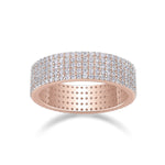 Nola Round Moissanite Micro Pavé Eternity Band in 18K rose gold plating, front view