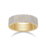 Nola Round Moissanite Micro Pavé Eternity Band in 18K yellow gold plating, front view