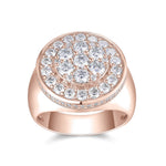 Nolan Round Moissanite Cluster Men's Ring in 18K rose gold plating, front view