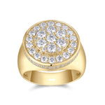 Nolan Round Moissanite Cluster Men's Ring in 18K yellow gold plating, front view