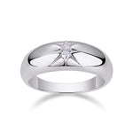 Nova Marquise Moissanite Starburst Dome Ring in 18K white gold plating, front view
