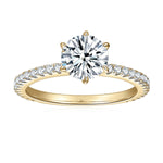 Nyla Round Moissanite Pavé Engagement Ring in 18K yellow gold plating, front view