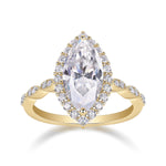 Odette Marquise Moissanite Halo Engagement Ring in 18K yellow gold plating, front view