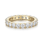 Olive Round Moissanite Eternity Band in 18K yellow gold plating, front view