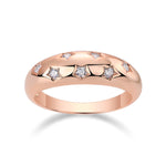 Orla Round Moissanite Star Dome Ring in 18K rose gold plating, front view