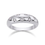 Orla Round Moissanite Star Dome Ring in 18K white gold plating, front view