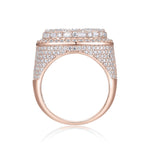 Owen Baguette Moissanite Cluster Men's Ring in 18K rose gold plating, front view