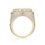 Owen Baguette Moissanite Cluster Men's Ring in 18K yellow gold plating, front view