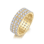 Paula Round Moissanite Three Row Eternity Band in 18K yellow gold plating