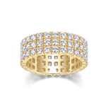 Paula Round Moissanite Three Row Eternity Band, front view