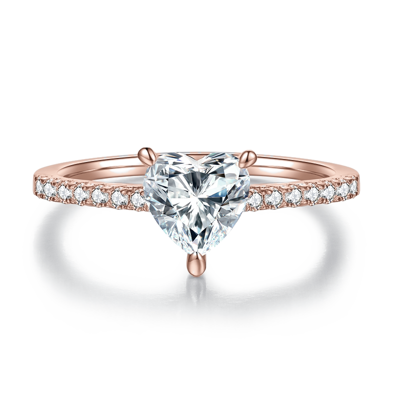 Pia Heart Moissanite Pavé Engagement Ring, front view