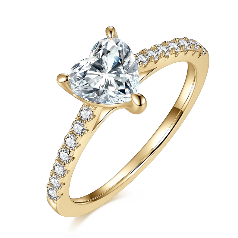 Pia Heart Moissanite Pavé Engagement Ring in 18K yellow gold plating