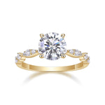 Pippa Round Moissanite Vintage Engagement Ring in 18K yellow gold plating, front view