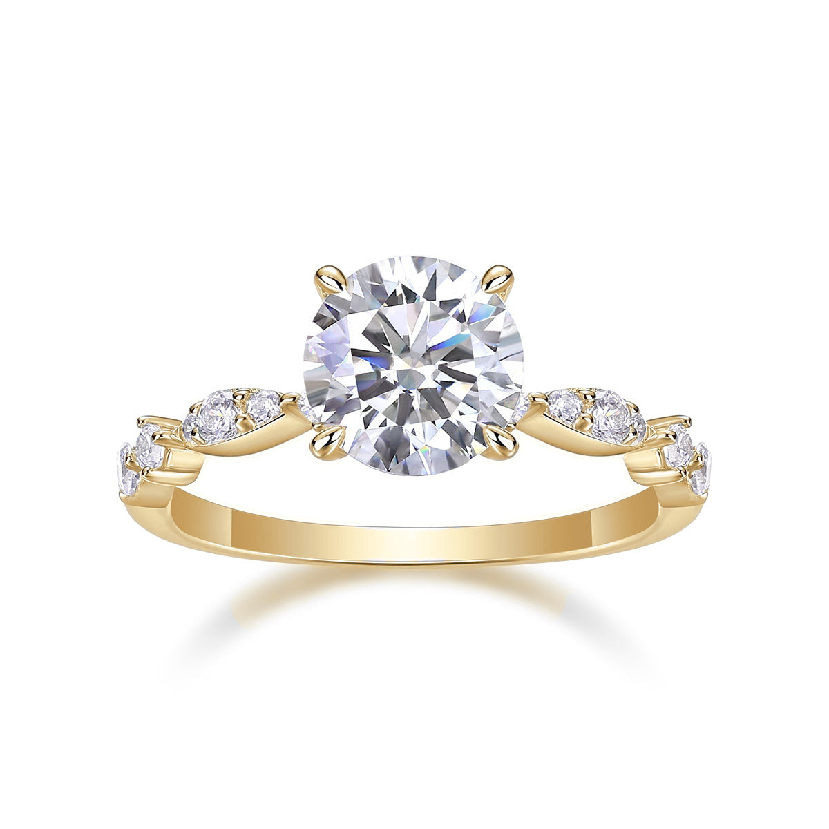 Pippa Round Moissanite Vintage Engagement Ring in 18K yellow gold plating, front view