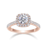 Poppy Round Moissanite Cushion Halo Engagement Ring in 18K rose gold plating, front view