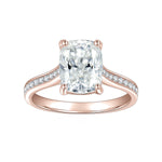 Portia Radiant Cut Moissanite Pavé Engagement Ring in 18K rose gold plating, front view