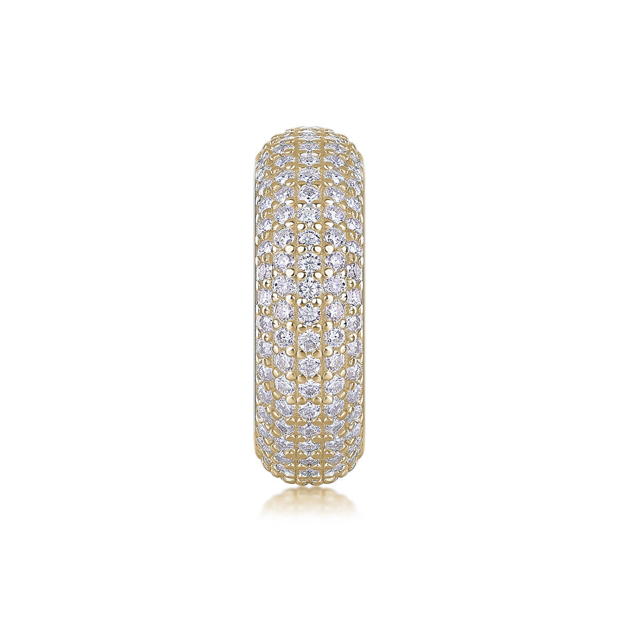 Priya Round Moissanite Domed Pavé Eternity Band in 18K yellow gold plating, front view