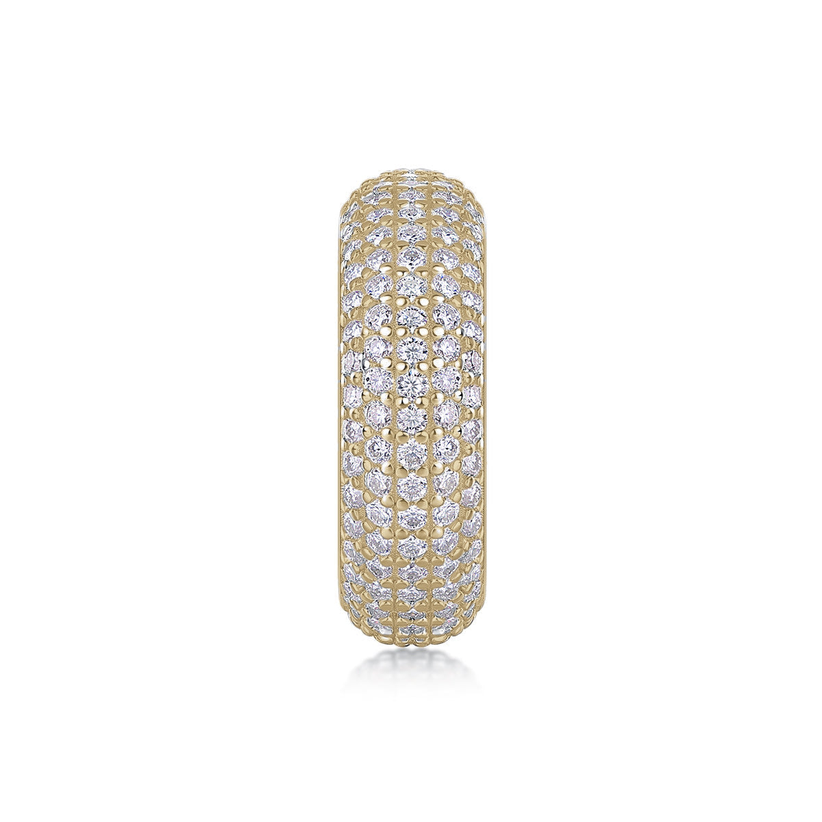 Priya Round Moissanite Domed Pavé Eternity Band in 18K yellow gold plating, front view