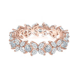Quinn Moissanite Floral Eternity Band in 18K rose gold plating, front view