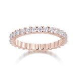 Rae Round Moissanite Prong Eternity Band in 18K rose gold plating, front view