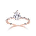 Raina Pear Moissanite Pavé Engagement Ring in 18K rose gold plating