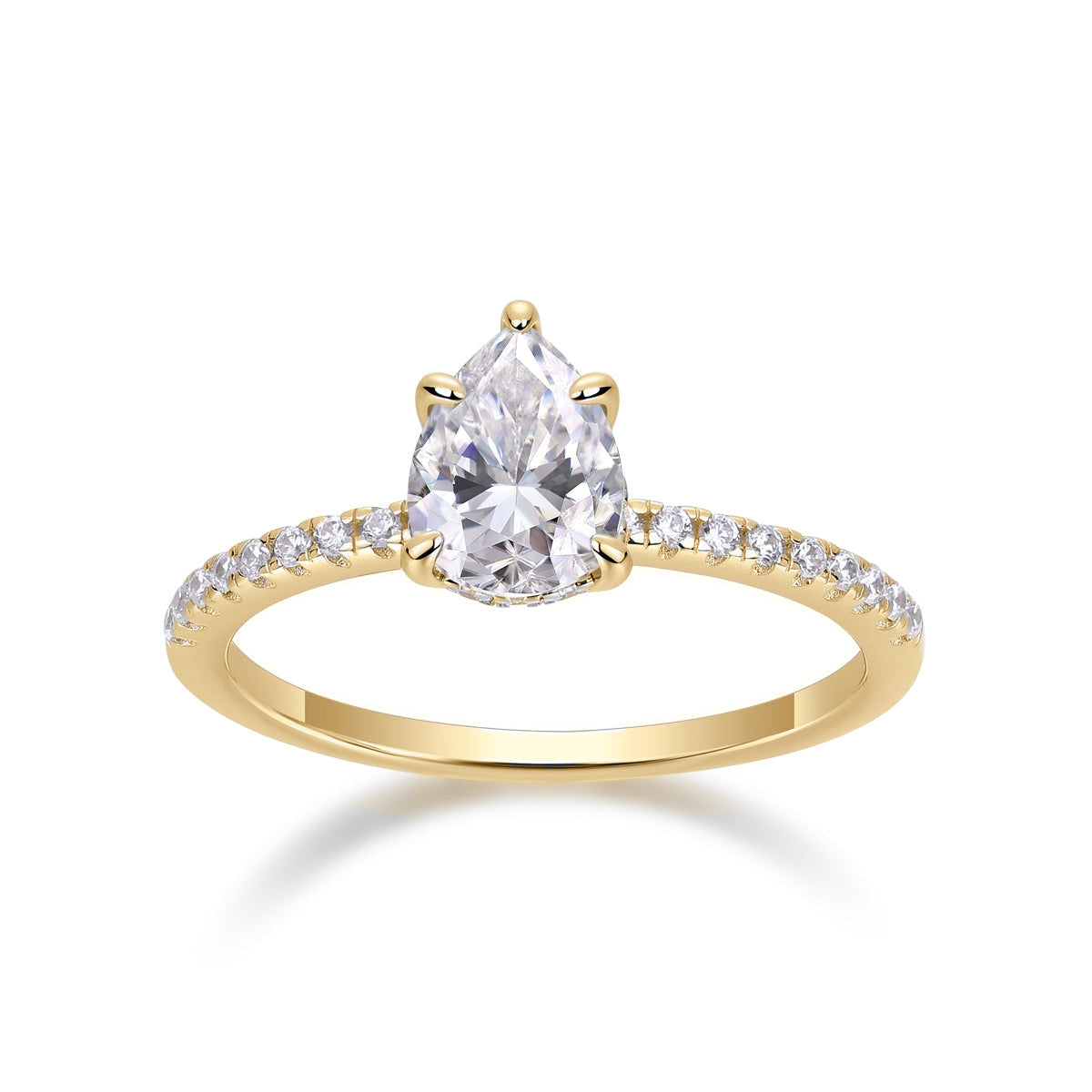 Raina Pear Moissanite Pavé Engagement Ring in 18K yellow gold plating