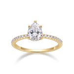 Raina Pear Moissanite Pavé Engagement Ring in 18K yellow gold plating