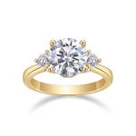 Ramona Round Moissanite Side Stone Engagement Ring in 18K yellow gold plating, front view