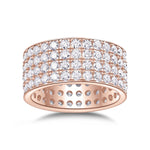 Raquel Round Moissanite Four Row Eternity Band in 18K rose gold plating, front view