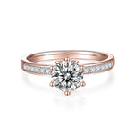 Reese Round Moissanite Channel Set Engagement Ring in 18K rose gold plating, front view